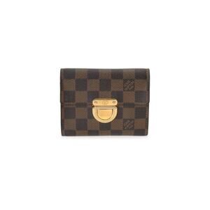 Louis Vuitton Brown Checkered Wallet with Gold Accents